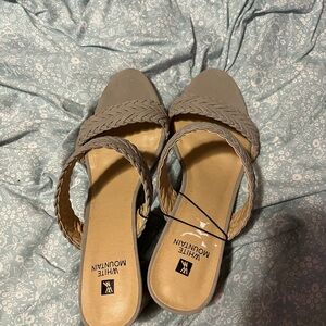 White Mountain Gray Sandals with Cushioned Footbed